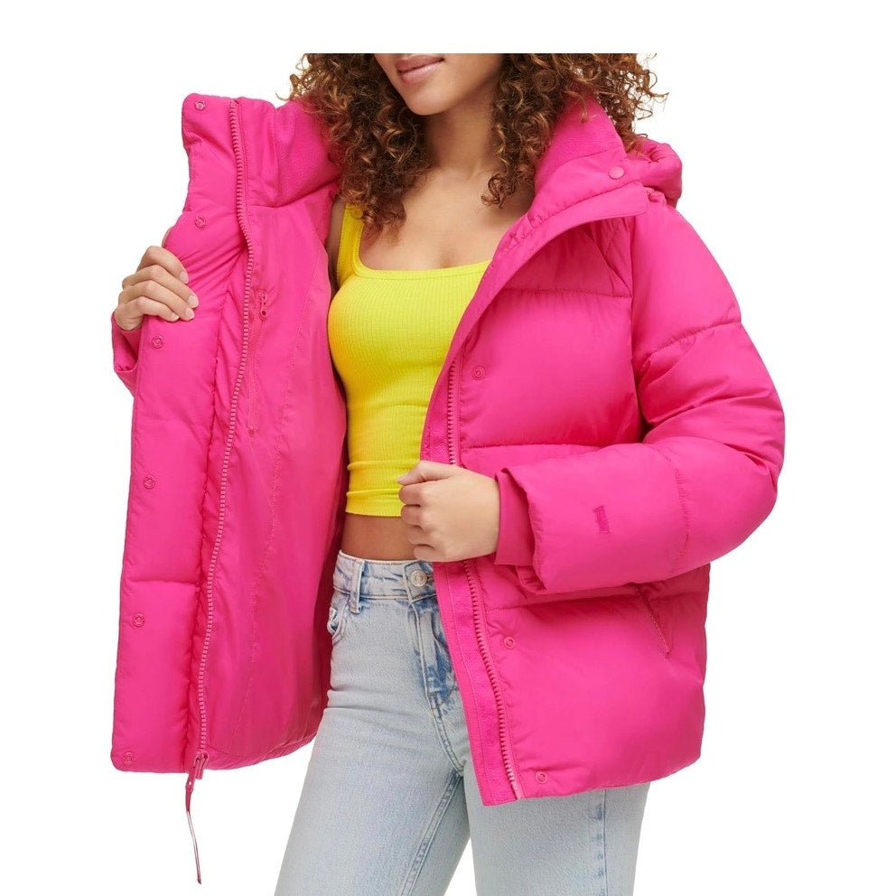 Levi's Women's Selma Hooded Puffer Jacket Hot Pink Small