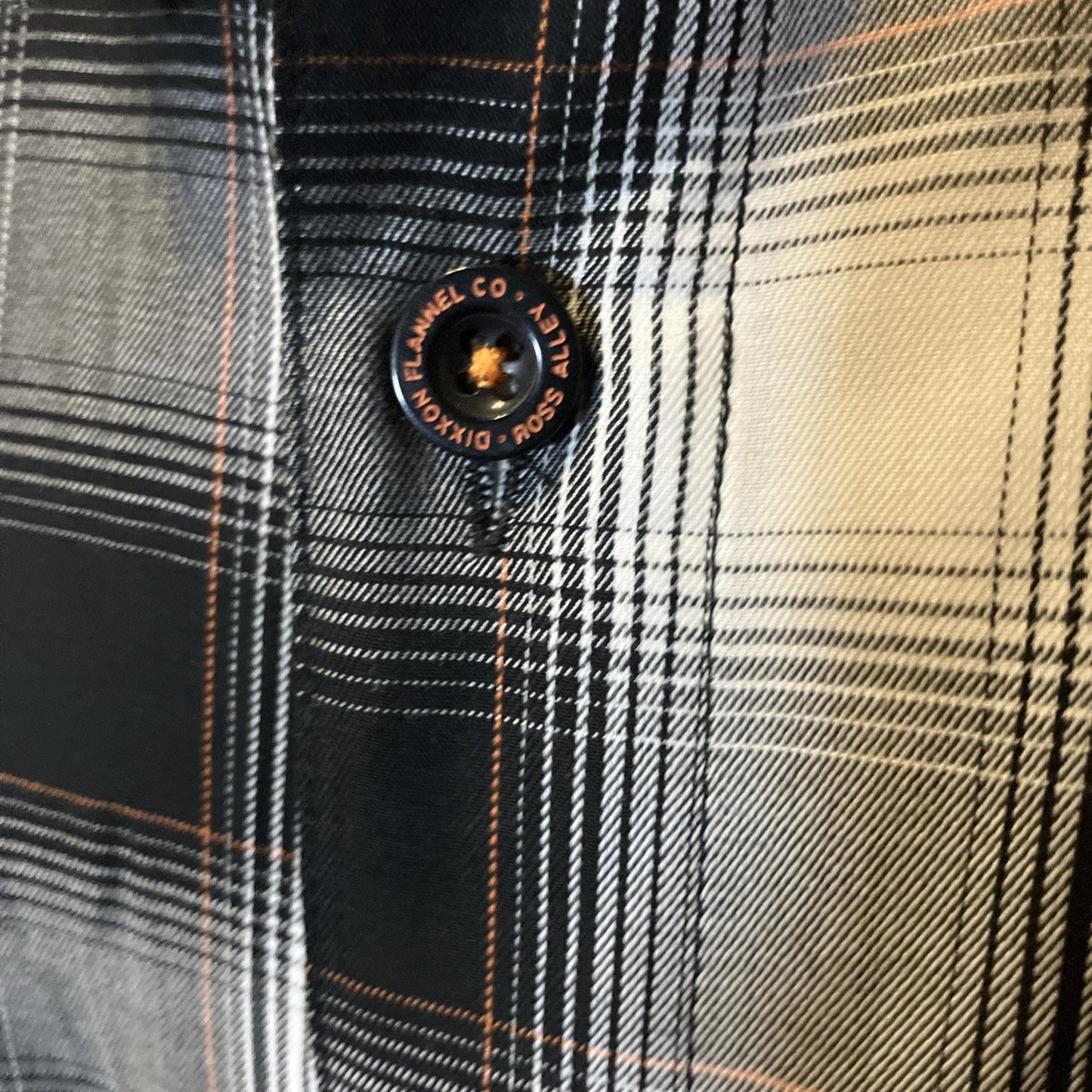 Dixxon Ross Alley Plaid Bamboo Long Sleeve Black White And Orange Trim Sold Out