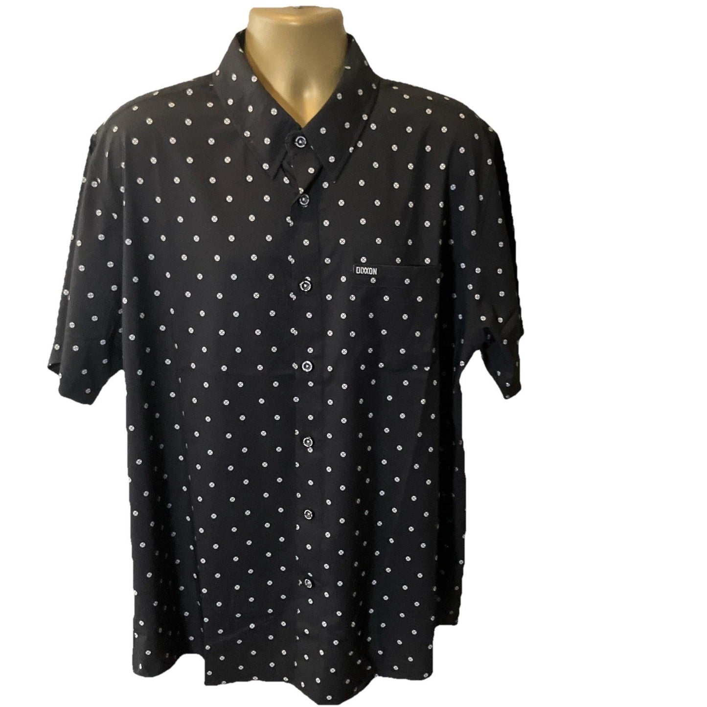 Dixxon Shirt Mens XL Black White Polka Dot Button Up Polkacide Party