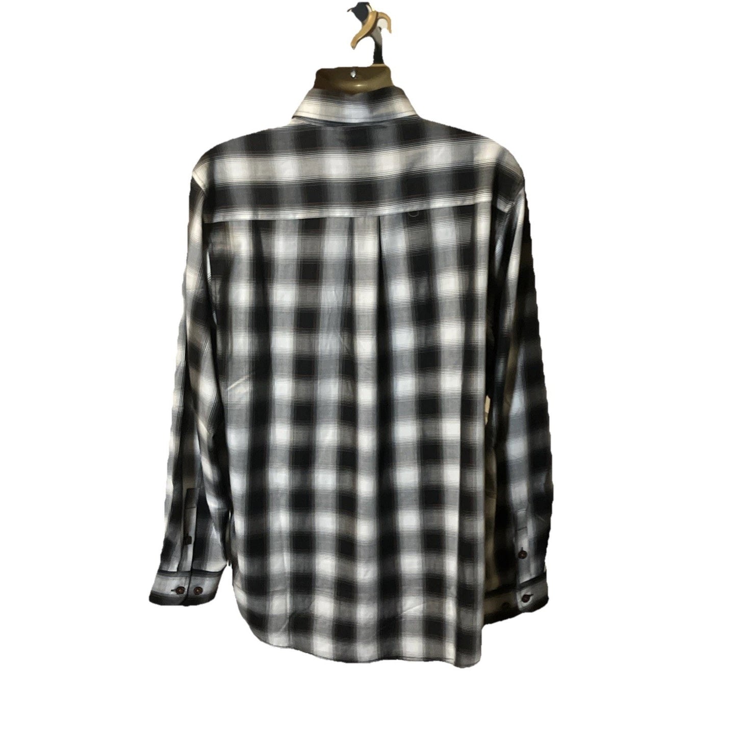Dixxon Ross Alley Plaid Bamboo Long Sleeve Black White And Orange Trim Sold Out