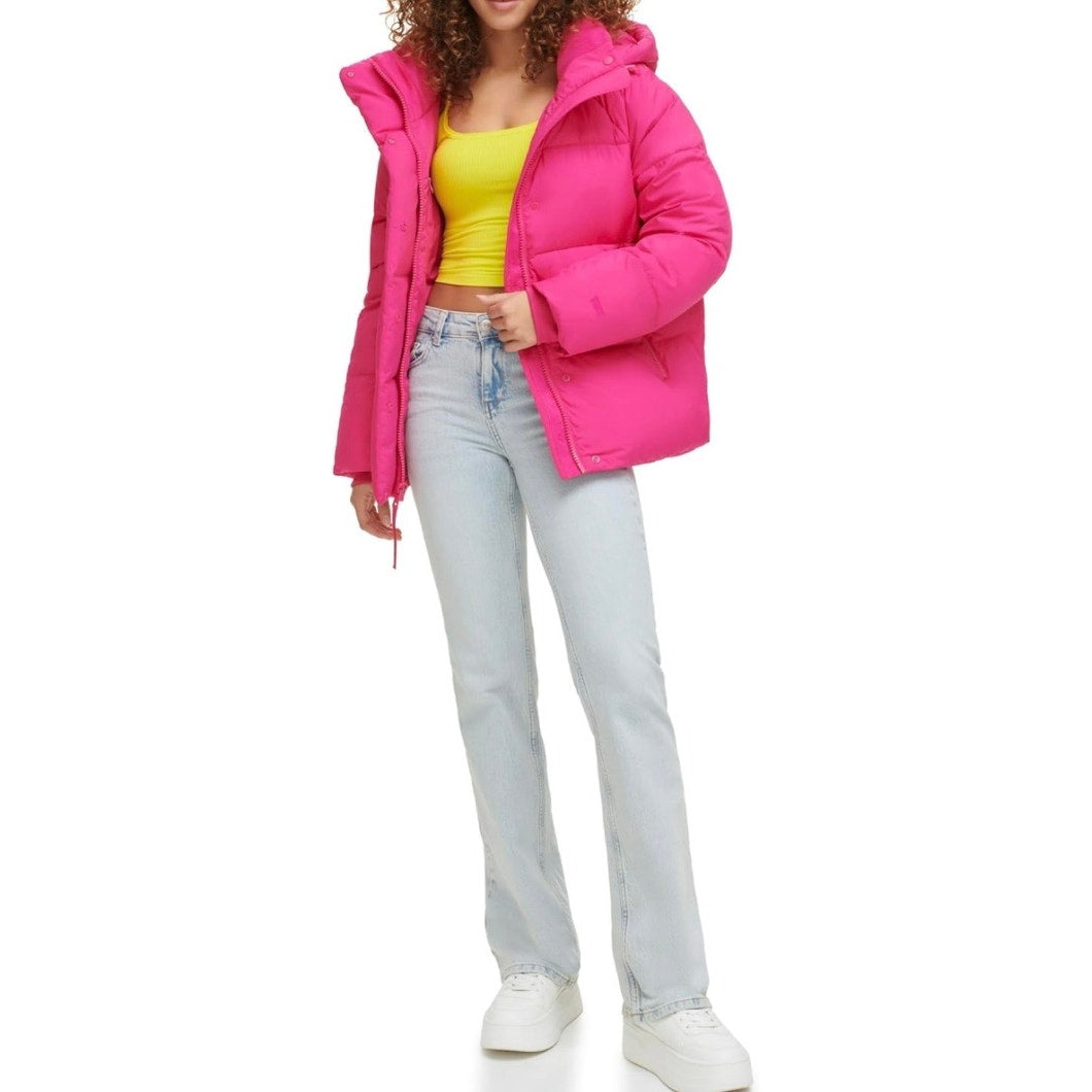 Levi's Women's Selma Hooded Puffer Jacket Hot Pink Small