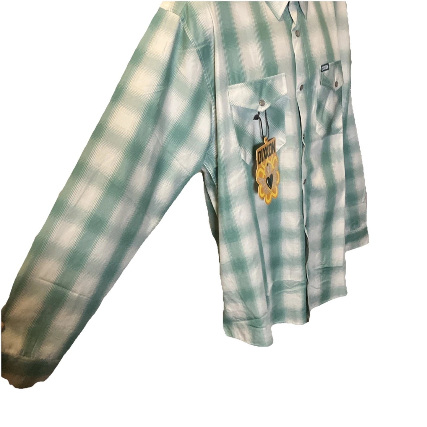 Dixxon ‘The Claddagh’ White And Mint Green Long Sleeve Bamboo Button Down Men XL