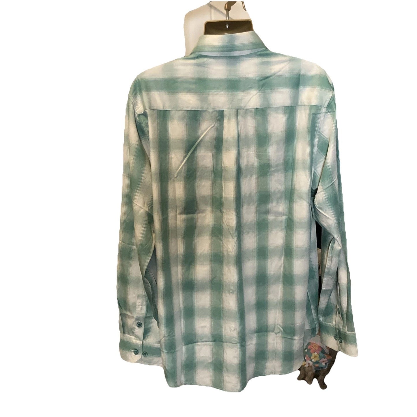 Dixxon ‘The Claddagh’ White And Mint Green Long Sleeve Bamboo Button Down Men XL
