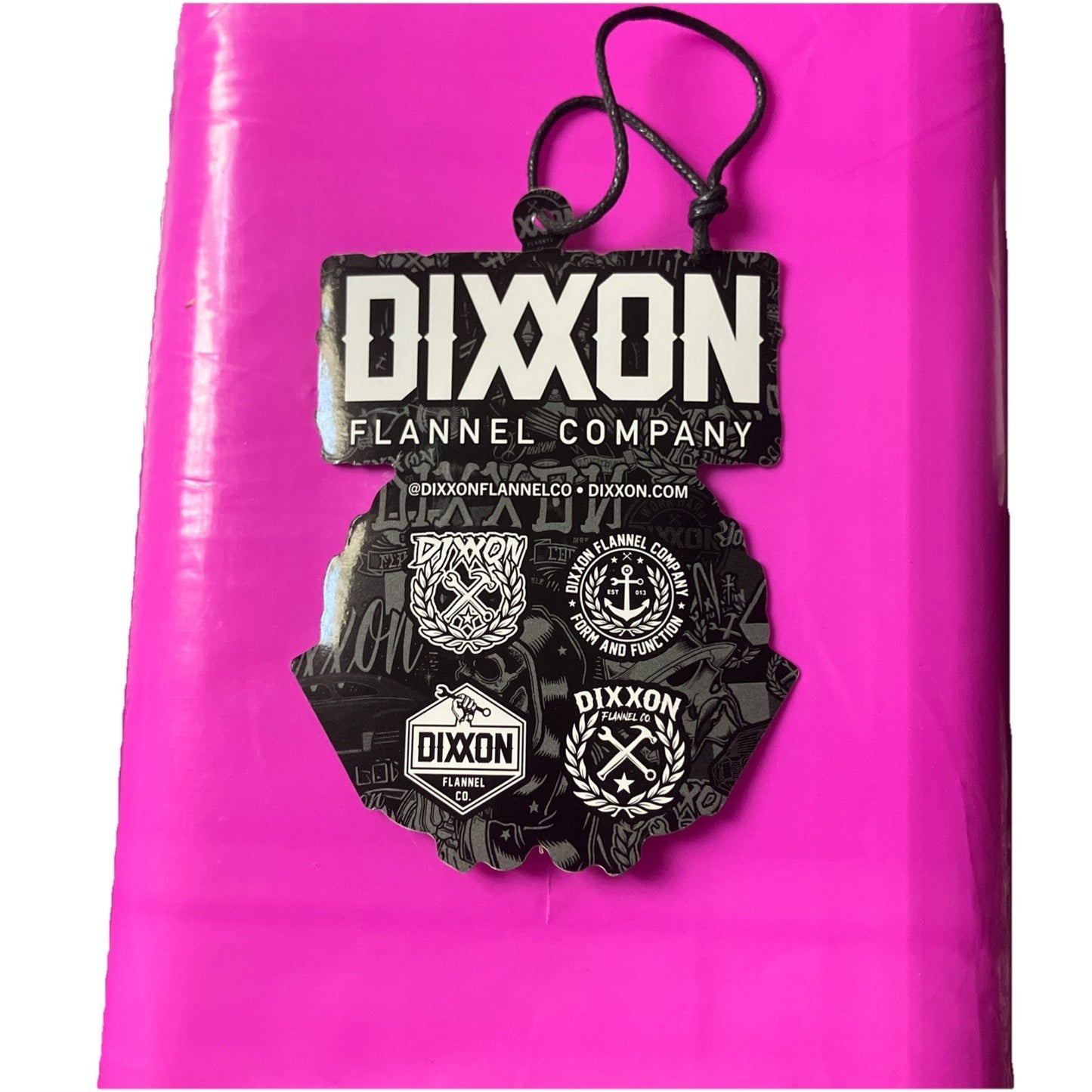 Dixxon Flannel Company Drag Strip Checkered Flag Red Logo Sticker Black