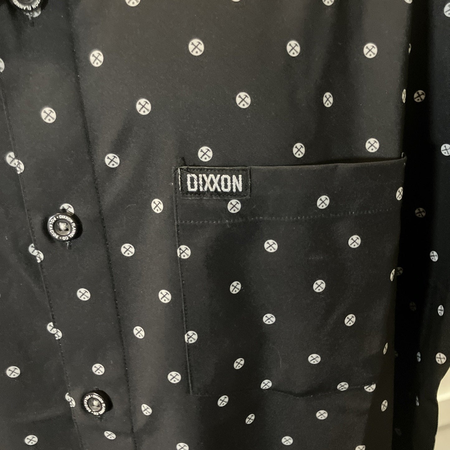 Dixxon Shirt Mens XL Black White Polka Dot Button Up Polkacide Party