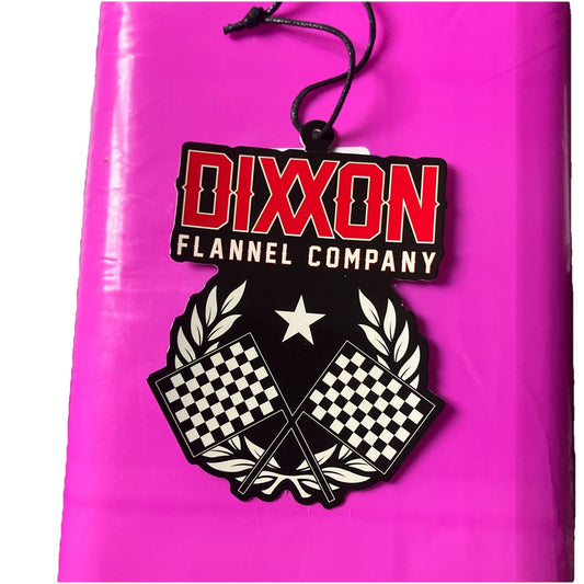 Dixxon Flannel Company Drag Strip Checkered Flag Red Logo Sticker Black