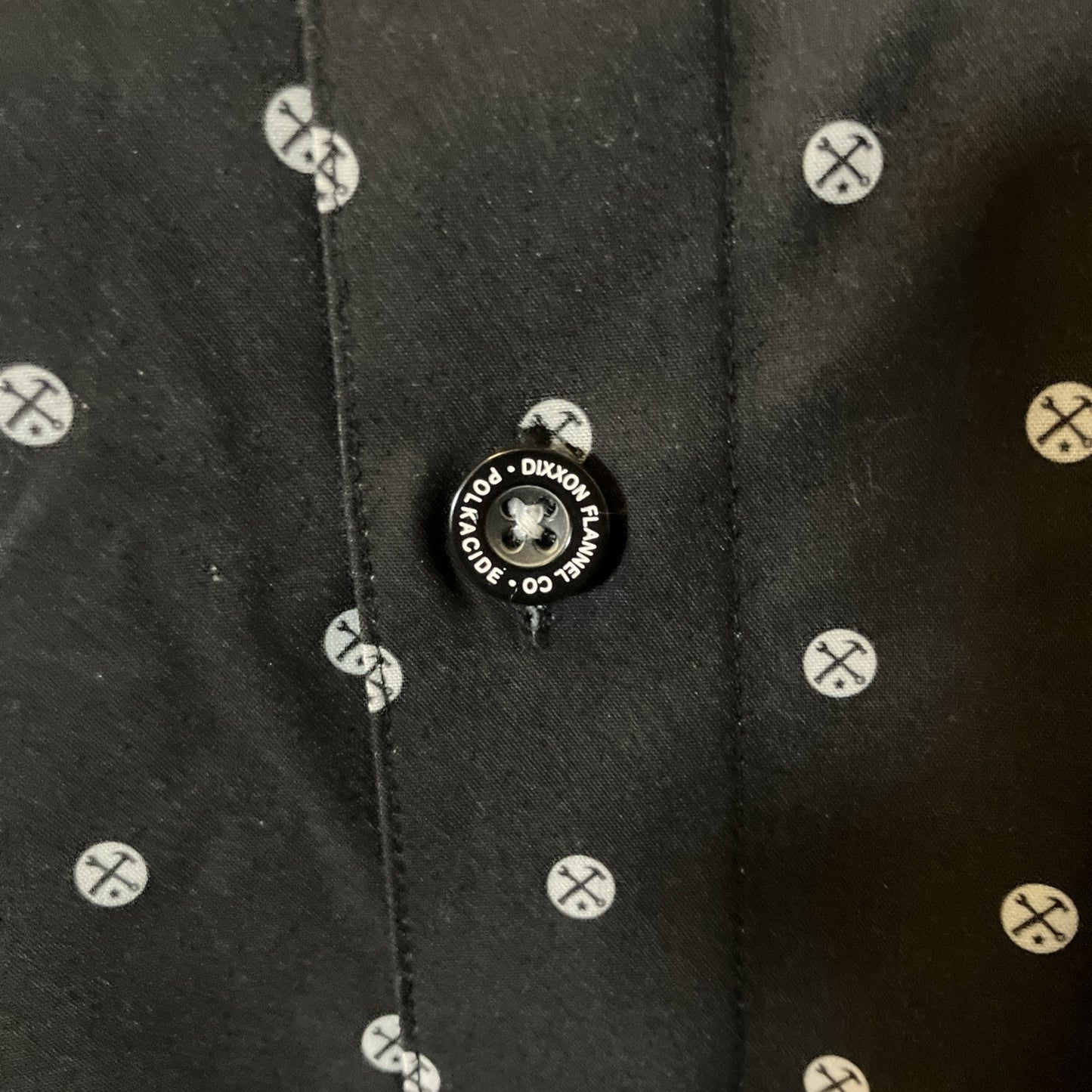 Dixxon Shirt Mens XL Black White Polka Dot Button Up Polkacide Party
